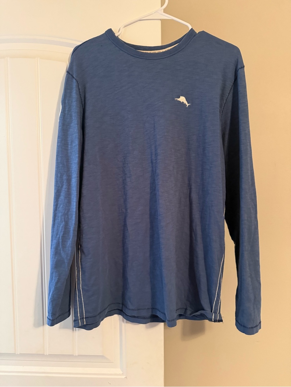 Tommy Bahama Blue Long-Sleeve Crewneck with Fish Logo